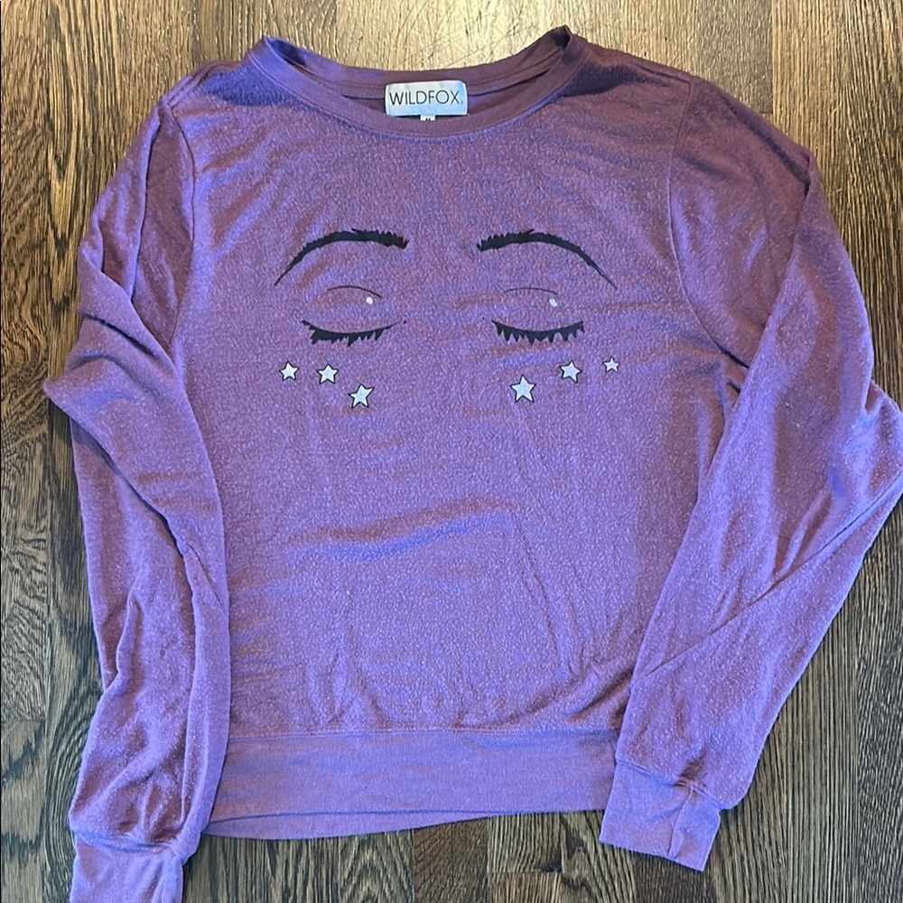 Wildfox Purple Long Sleeve Relaxed Sweatshirt